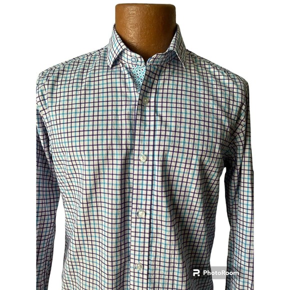 Men's Tailorbyrd  Plaid Button Down Shirt Long Sleeve Size Medium  EUC - Picture 3 of 4